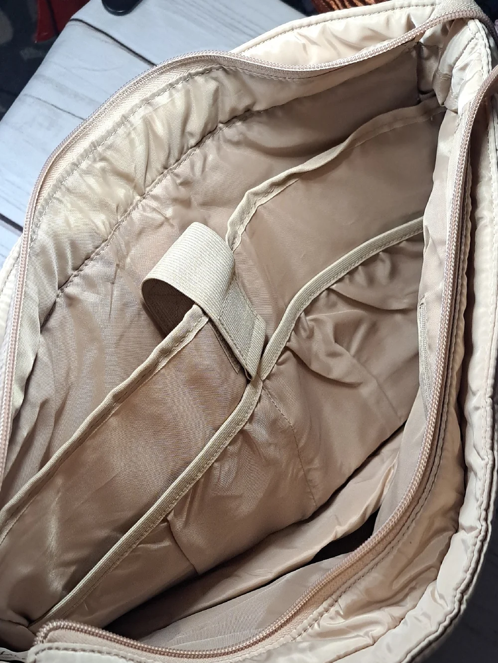 Quilted Beige Tote Laptop Travel Bag
